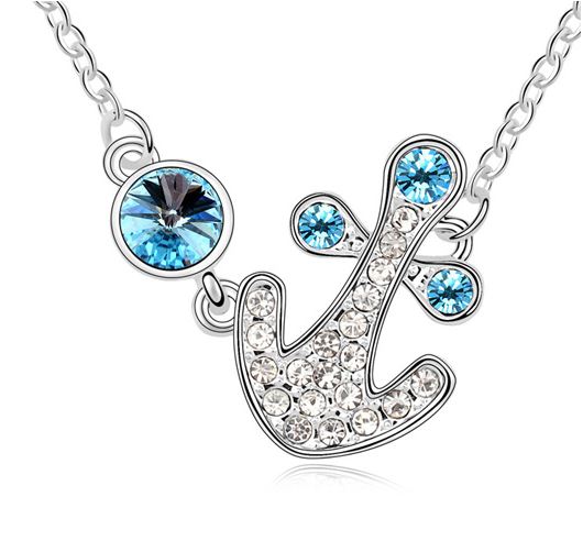 Blue Ocean Anchor Fashion Necklace