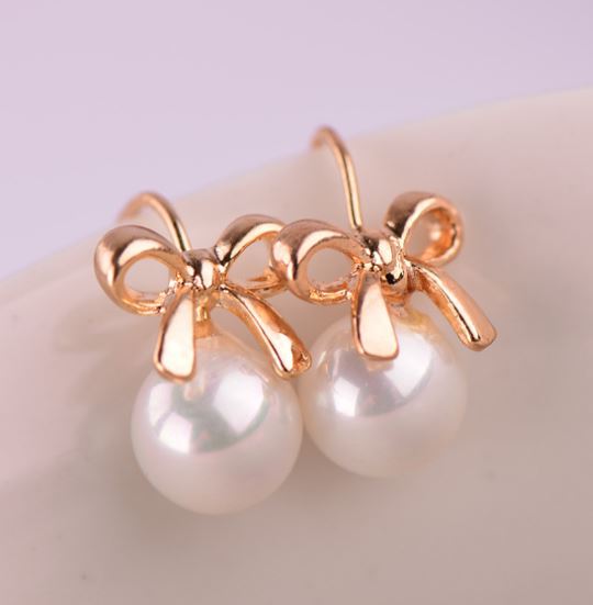 ... pearl fashion earrings lilyfair jewelry golden bow and pearl fashion
