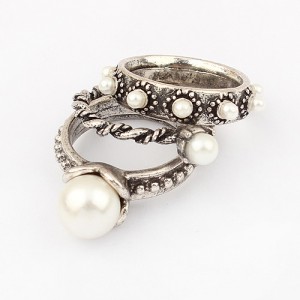 Pearl Melody Stack Rings (Silver)