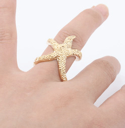 Star Fish Finger Cuff Ring (Gold)