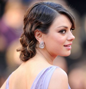Mila Kunis Oscars-red-carpet-2011-Mila Kunis was classic in diamond earrings by Neil Lane